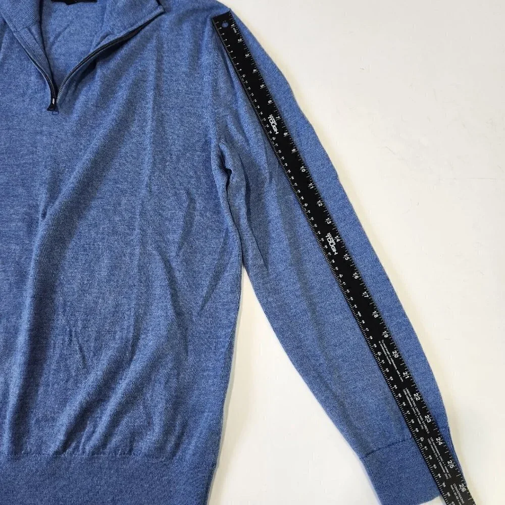 Banana Republic Italian Merino Half Zip Sweater Mens XL Blue Long‎ Sleeve